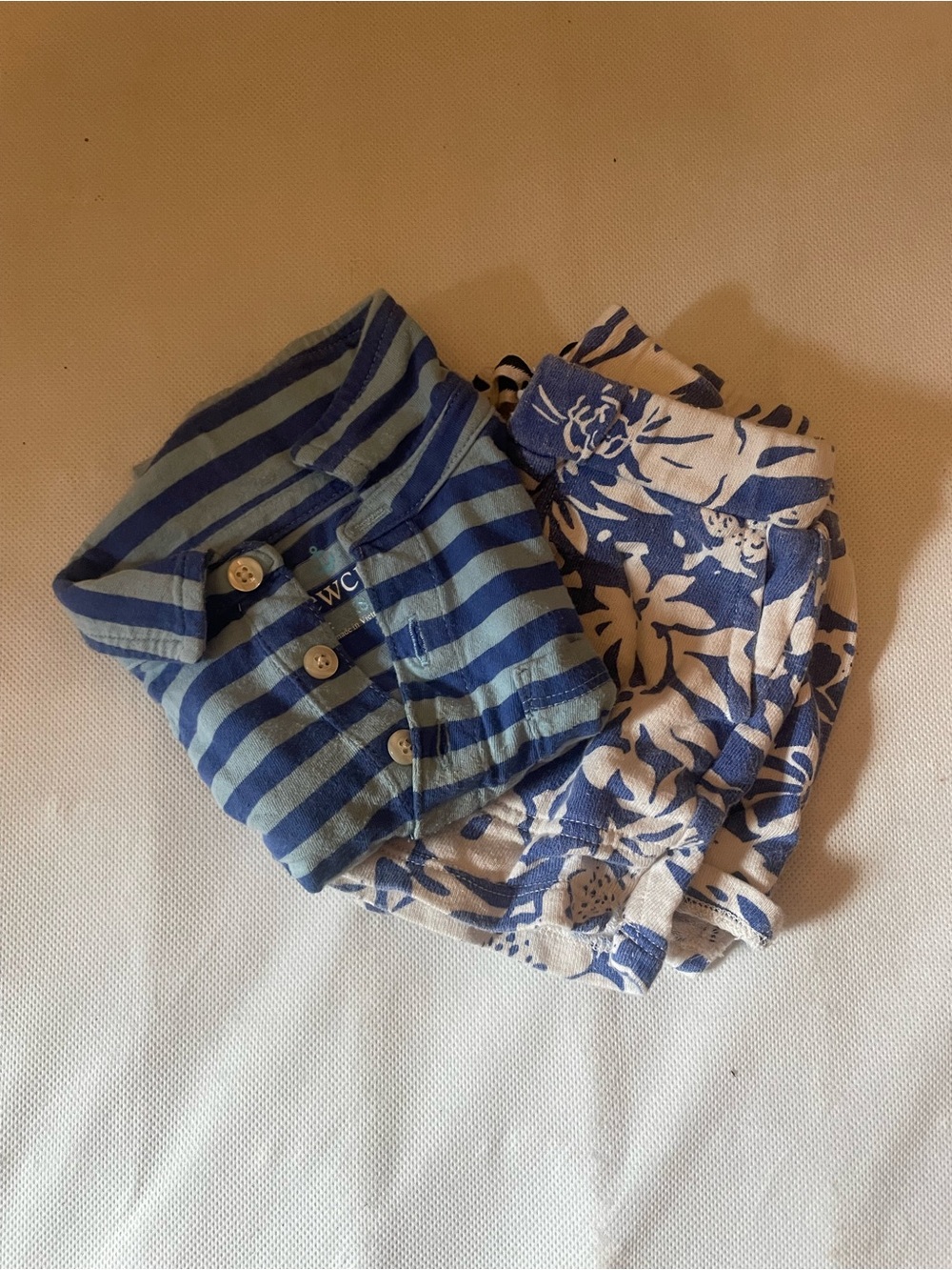 Crewcuts Blue Striped Button-Front Shirt & Blue Floral Shorts